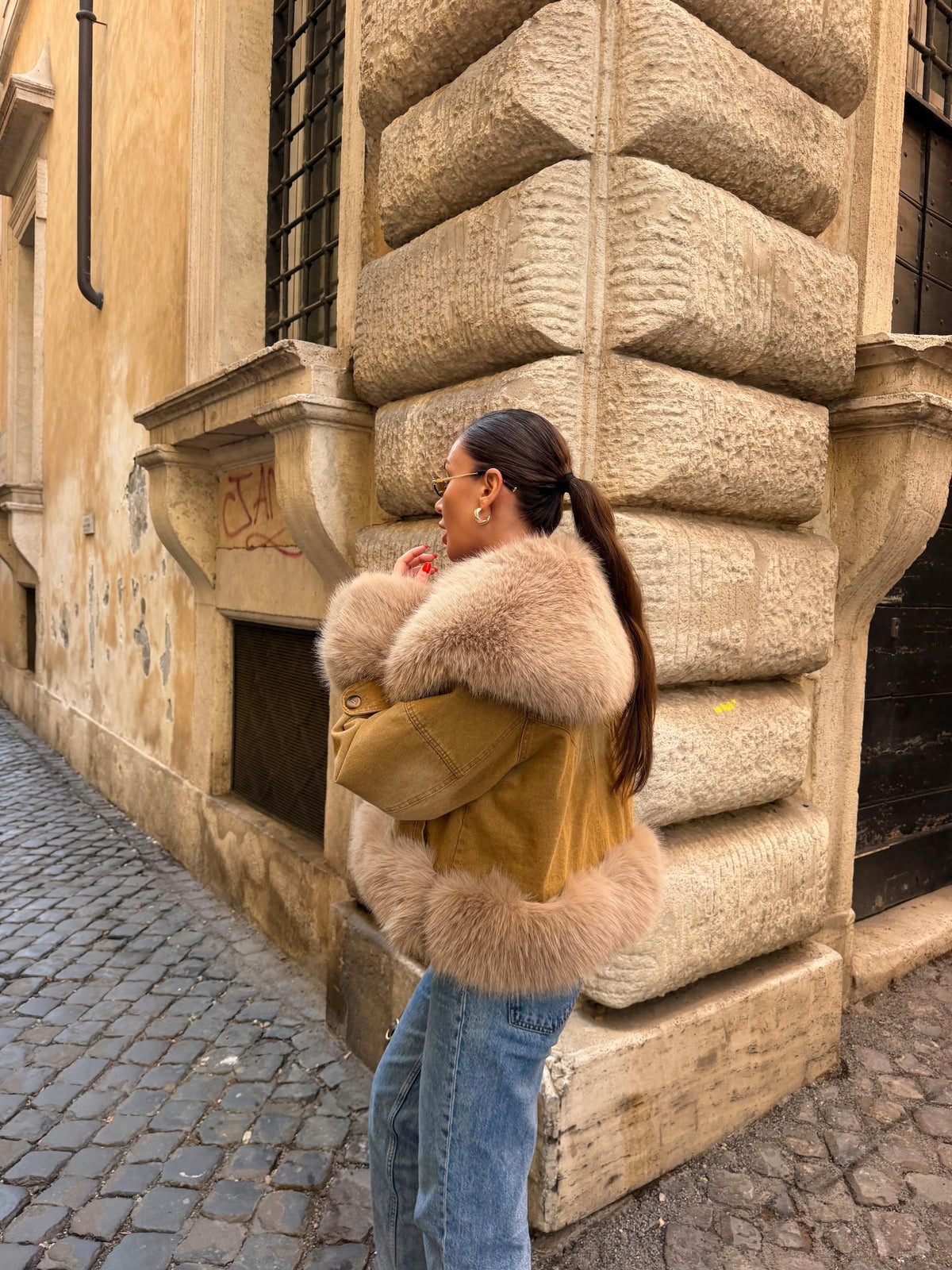The Luxe Fur-Trim Denim Jacket