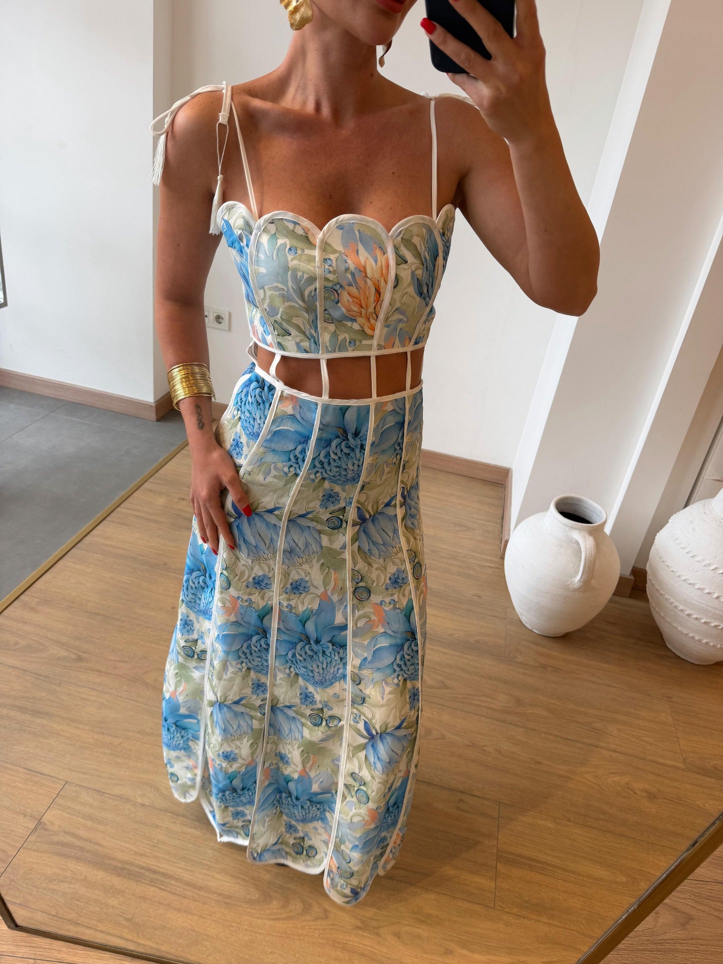 Azure Bloom Maxi Dress