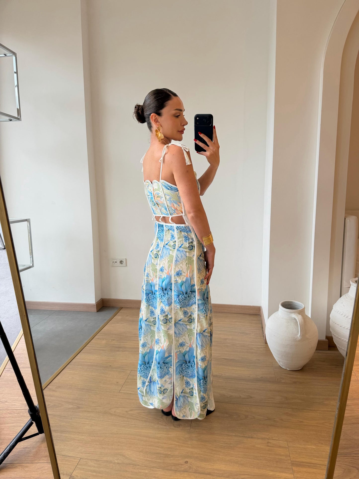 Azure Bloom Maxi Dress