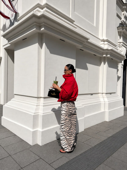 Zebra Print Wide-Leg Trousers