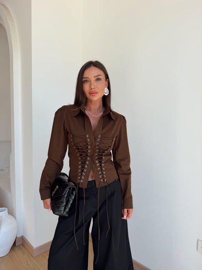 Corset Lace-Up Shirt