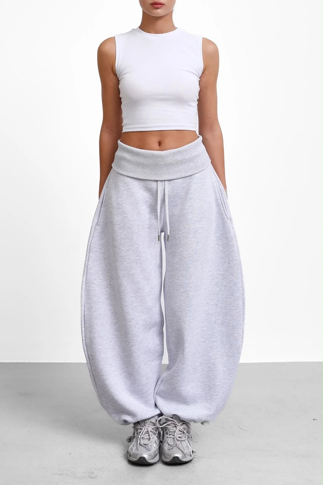 Oversized Barrel-Leg Fleece Joggers