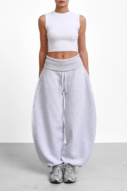 Oversized Barrel-Leg Fleece Joggers
