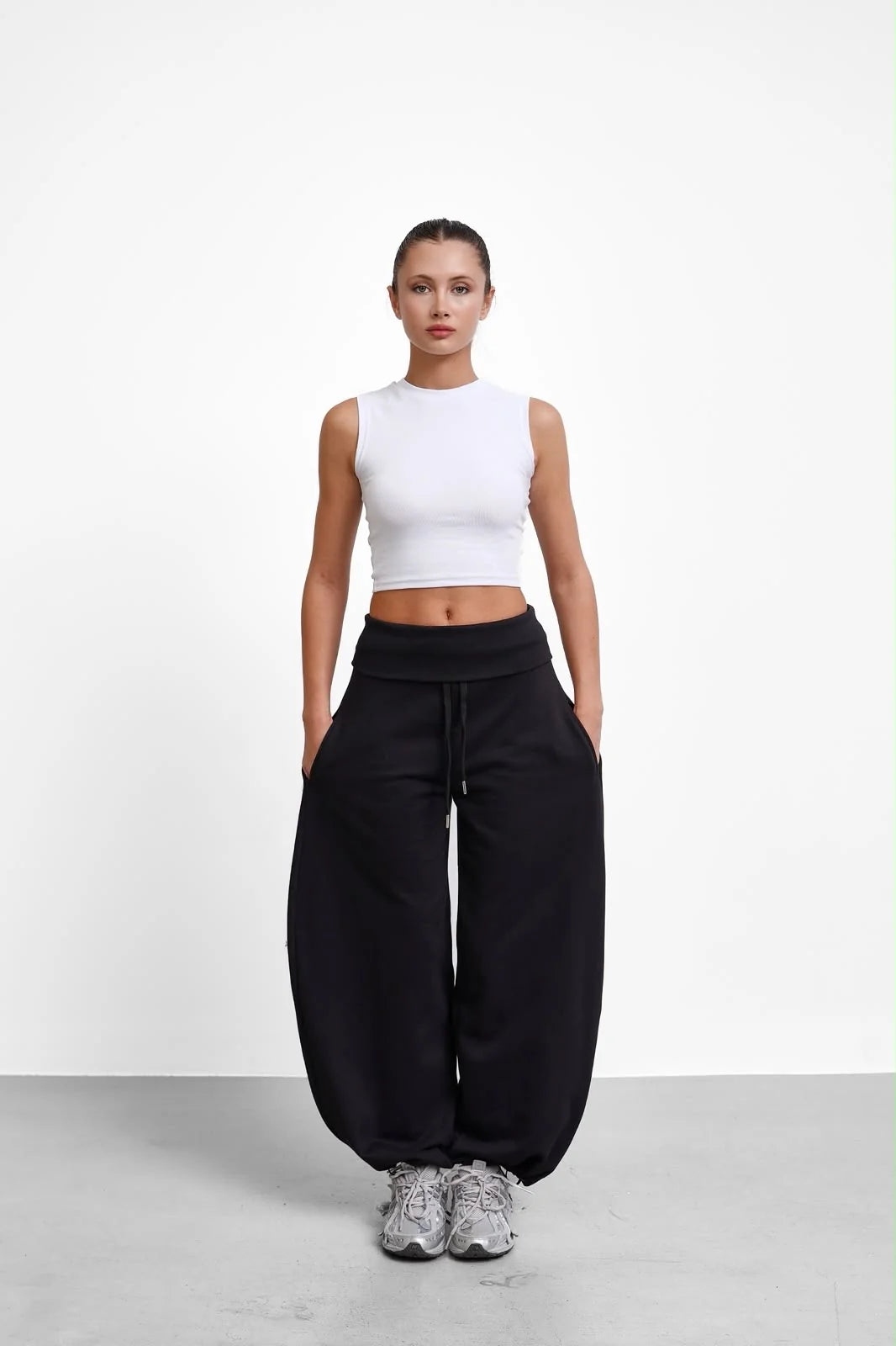 Oversized Barrel-Leg Fleece Joggers