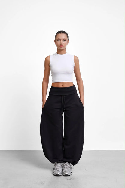Oversized Barrel-Leg Fleece Joggers
