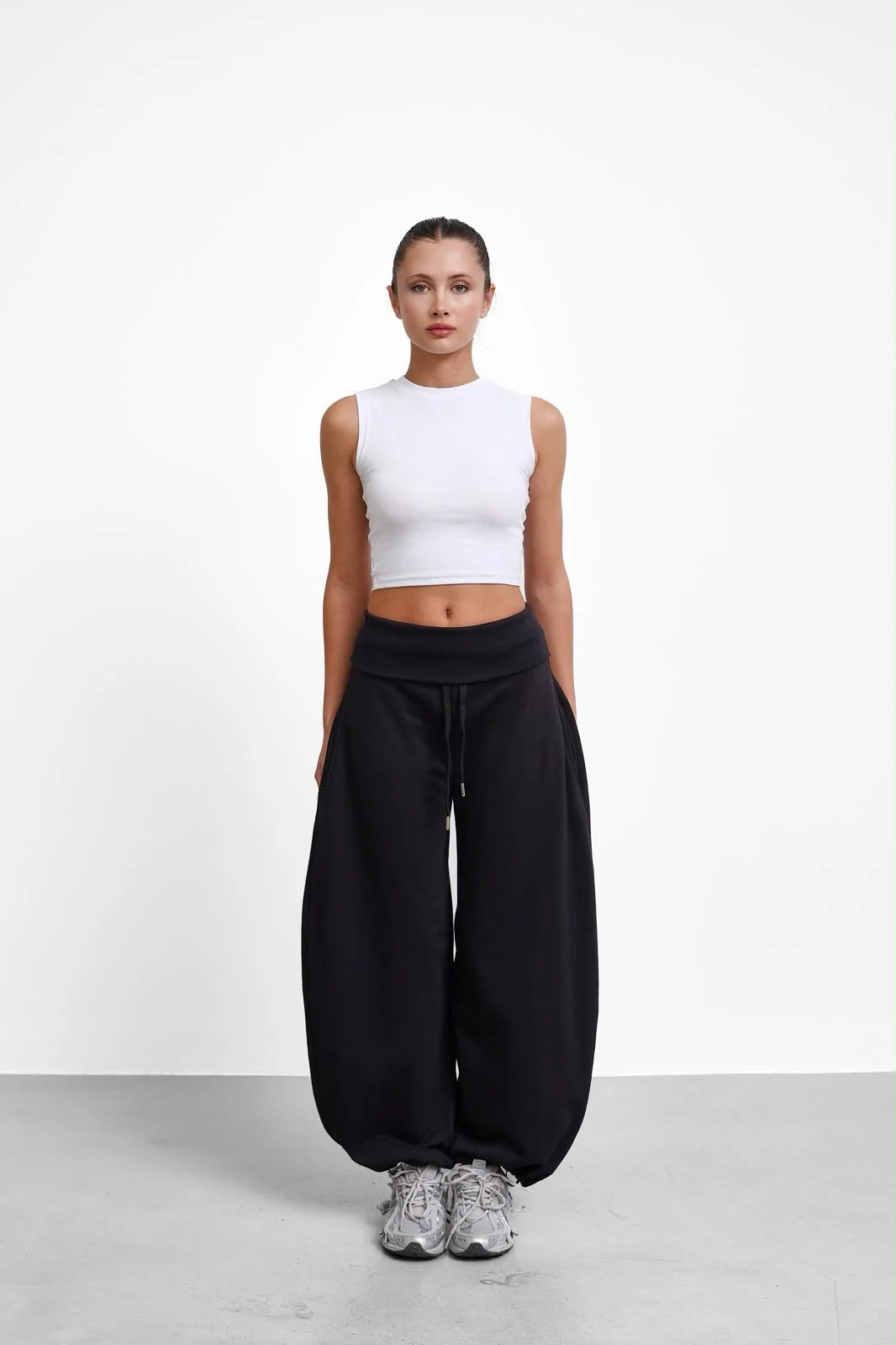 Oversized Barrel-Leg Fleece Joggers