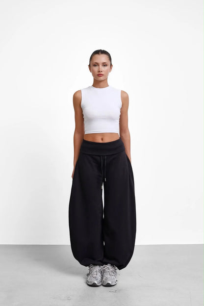 Oversized Barrel-Leg Fleece Joggers