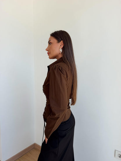 Corset Lace-Up Shirt