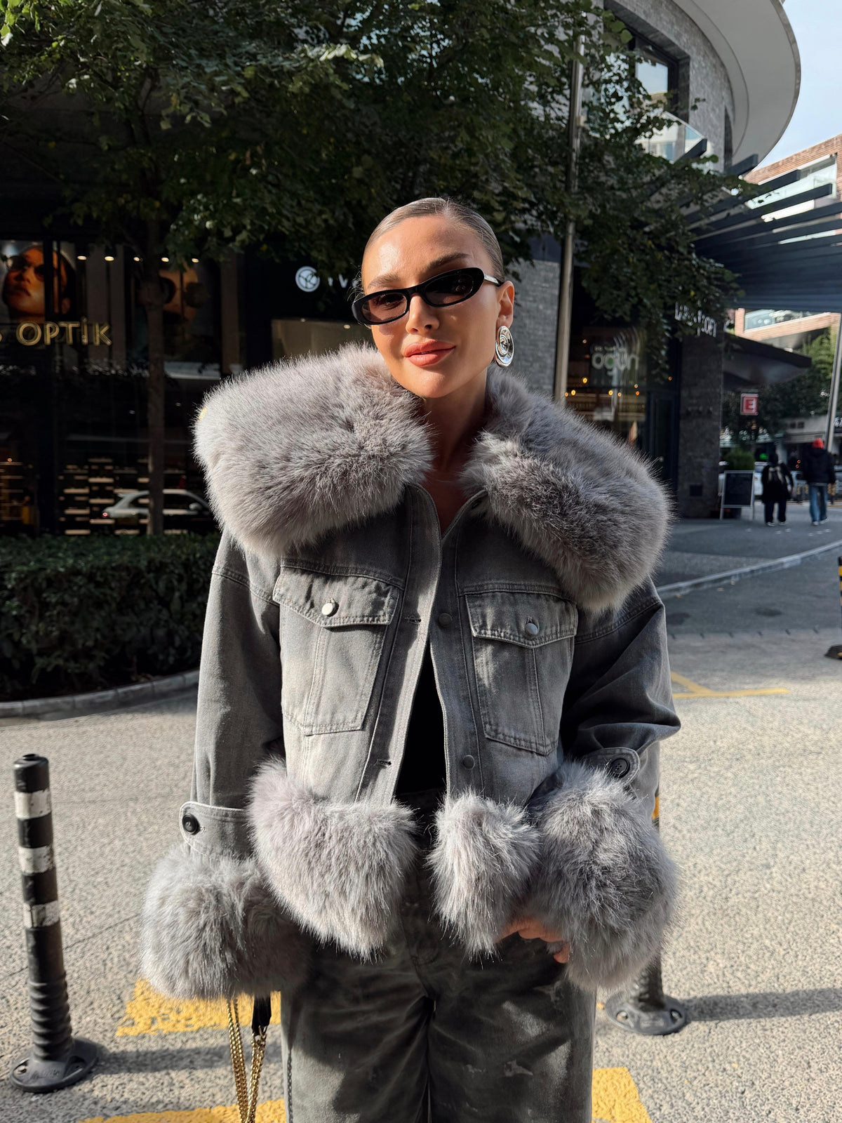 The Luxe Fur-Trim Denim Jacket