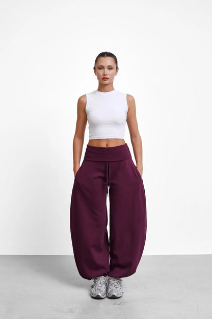 Oversized Barrel-Leg Fleece Joggers