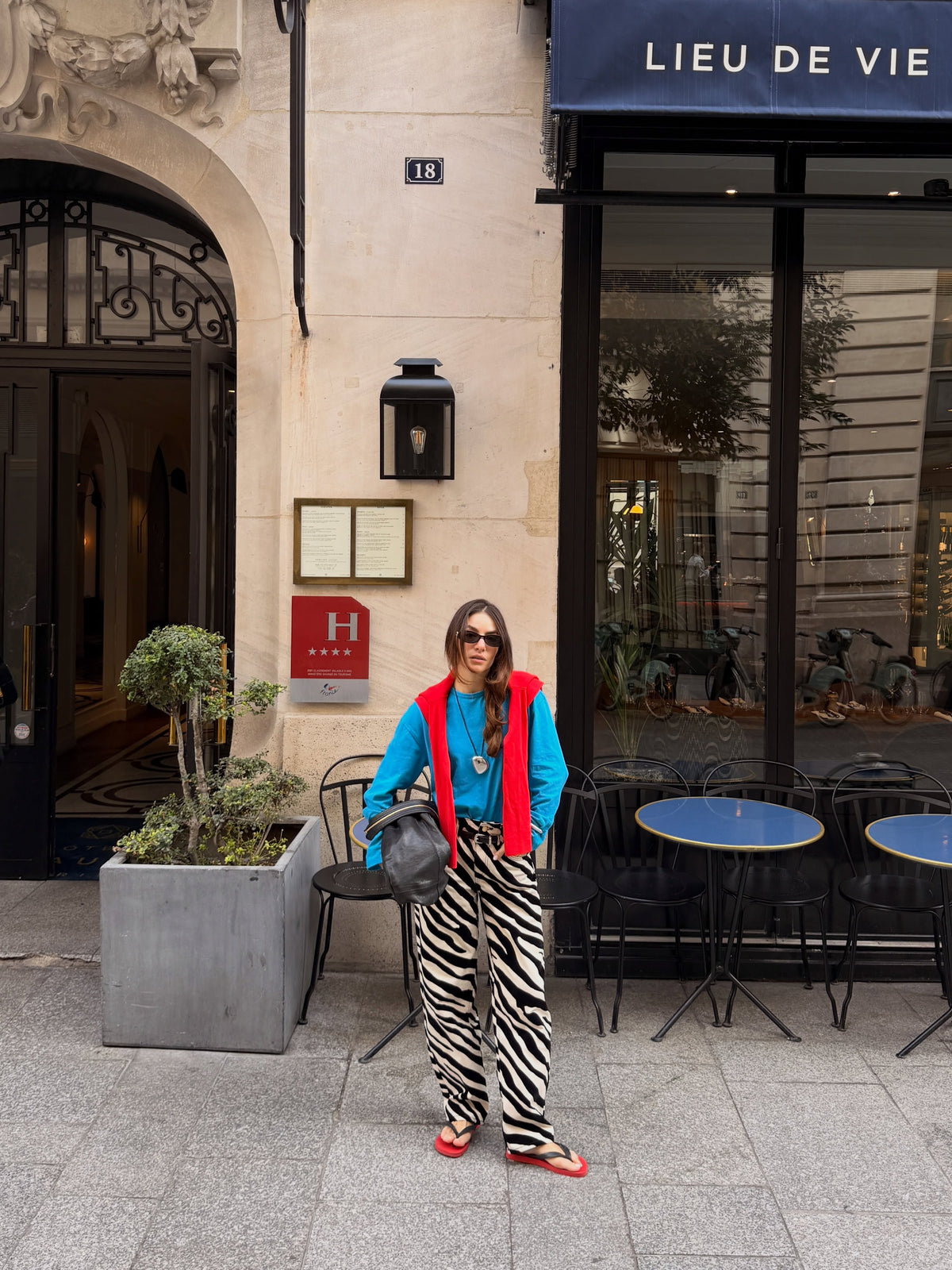 Zebra Print Relaxed Wide-Leg Trousers