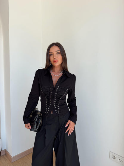 Corset Lace-Up Shirt
