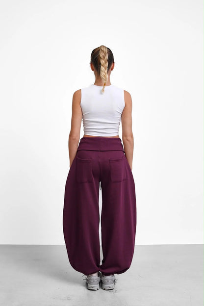 Oversized Barrel-Leg Fleece Joggers