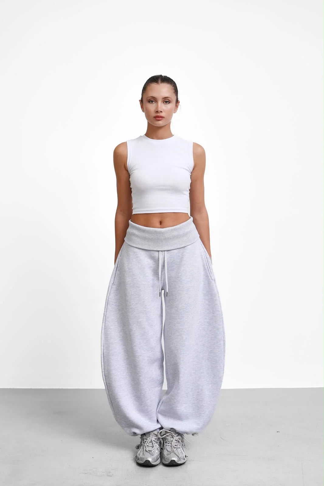 Oversized Barrel-Leg Fleece Joggers