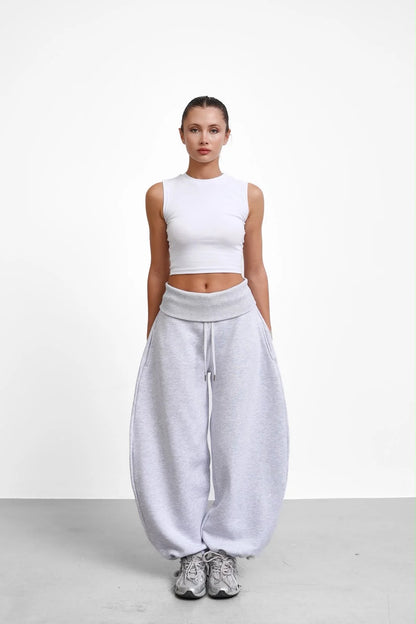 Oversized Barrel-Leg Fleece Joggers