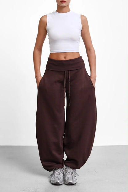 Oversized Barrel-Leg Fleece Joggers