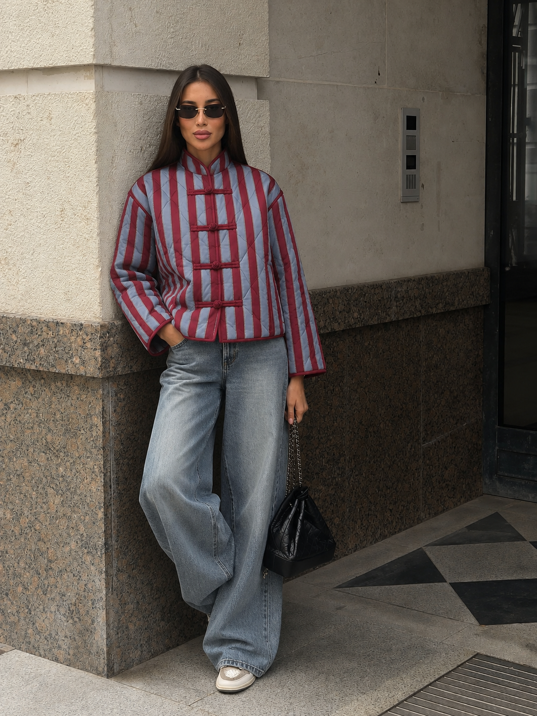 The Bordeaux Stripe Quilted Jacket