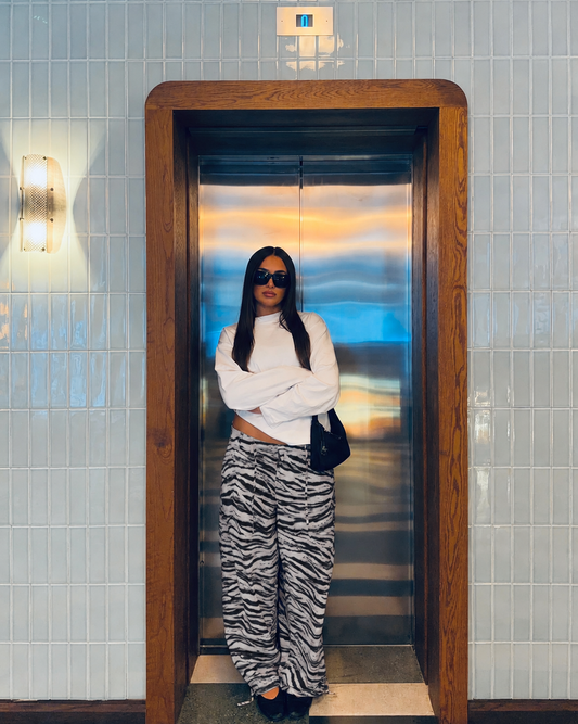 Zebra Print Wide-Leg Trousers