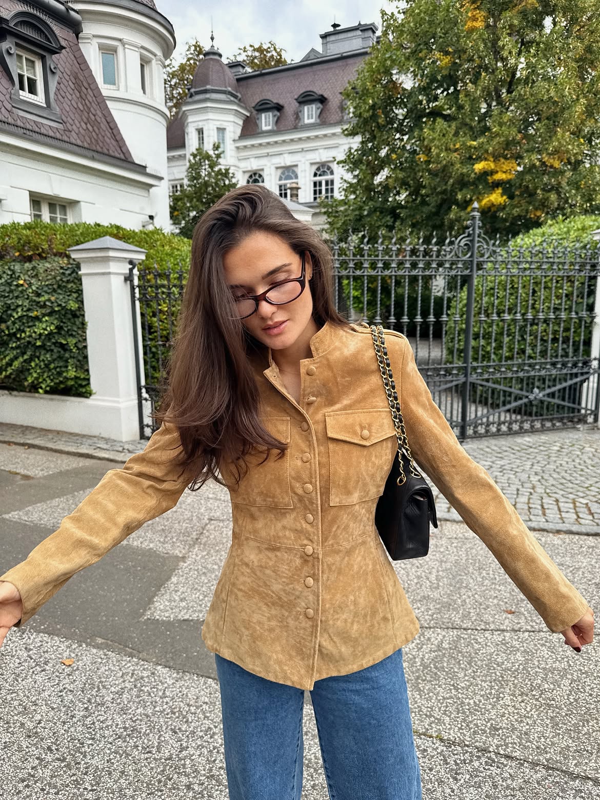 Suede-Effect Fitted Shirt Jacket