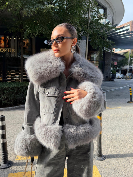 The Luxe Fur-Trim Denim Jacket