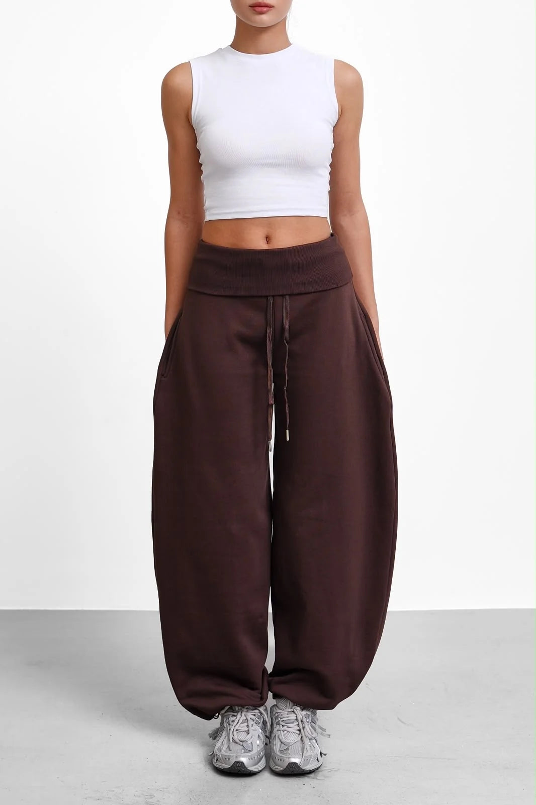 Oversized Barrel-Leg Fleece Joggers