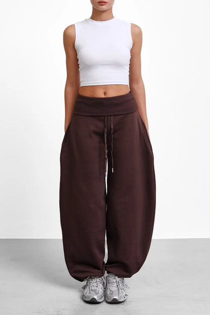 Oversized Barrel-Leg Fleece Joggers