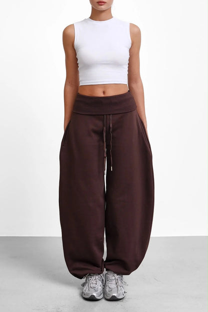Oversized Barrel-Leg Fleece Joggers