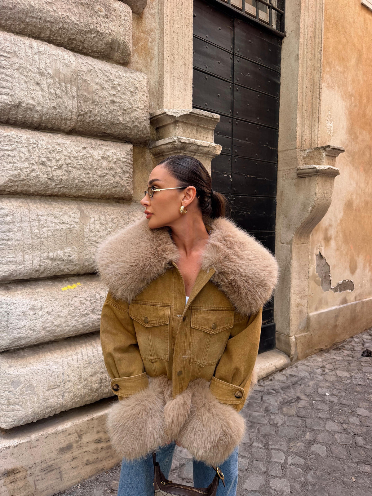 The Luxe Fur-Trim Denim Jacket