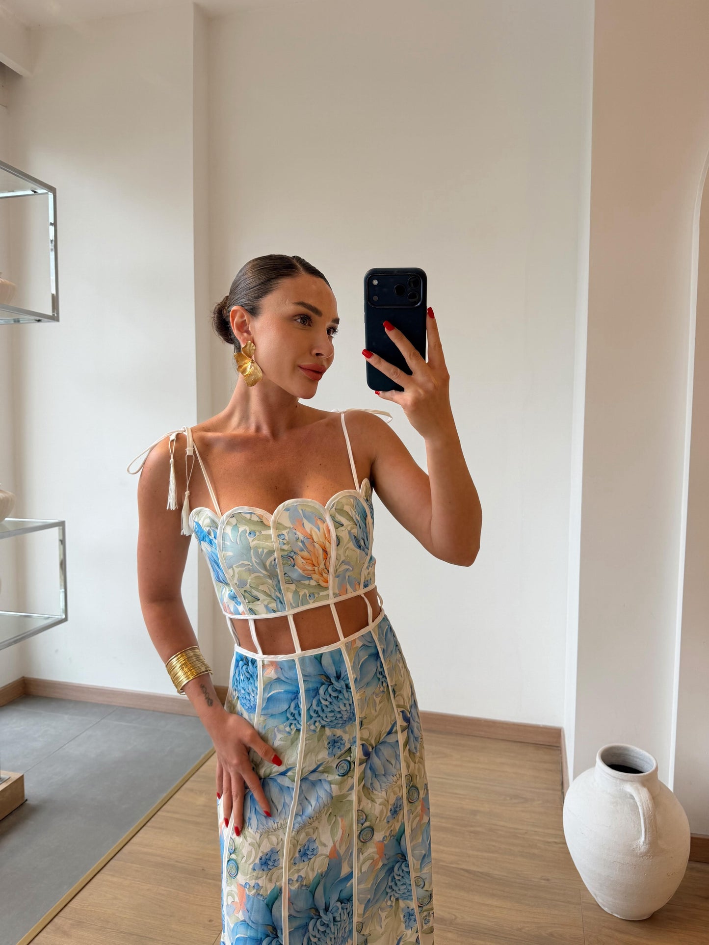 Azure Bloom Maxi Dress
