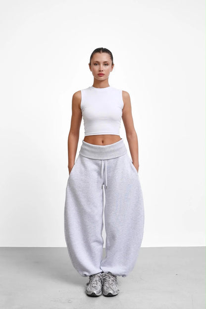 Oversized Barrel-Leg Fleece Joggers