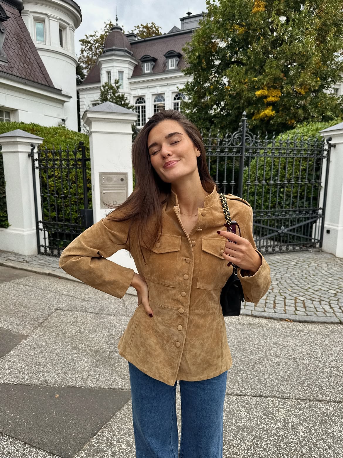 Suede-Effect Fitted Shirt Jacket