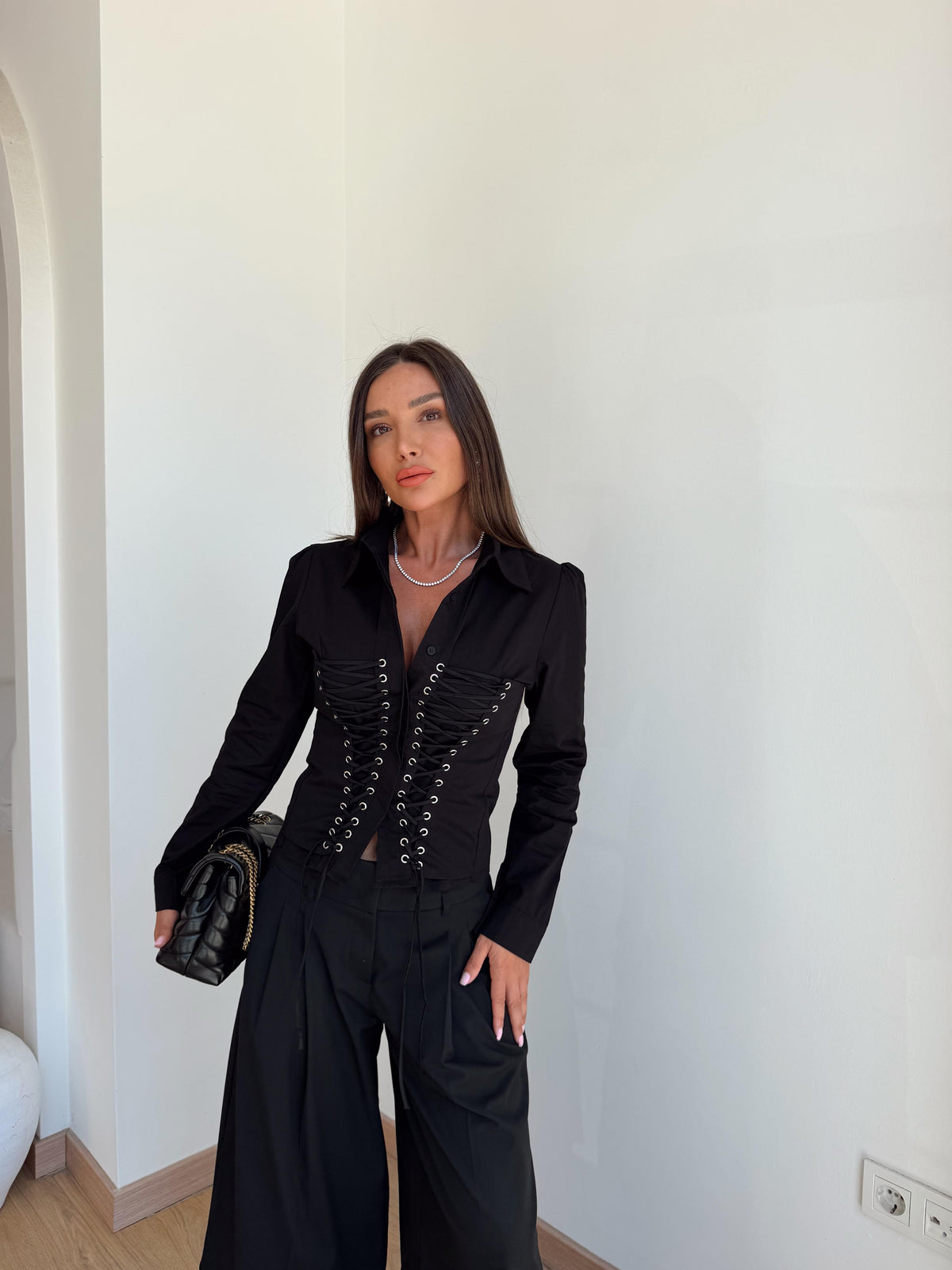 Corset Lace-Up Shirt