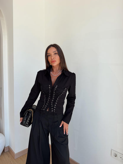 Corset Lace-Up Shirt