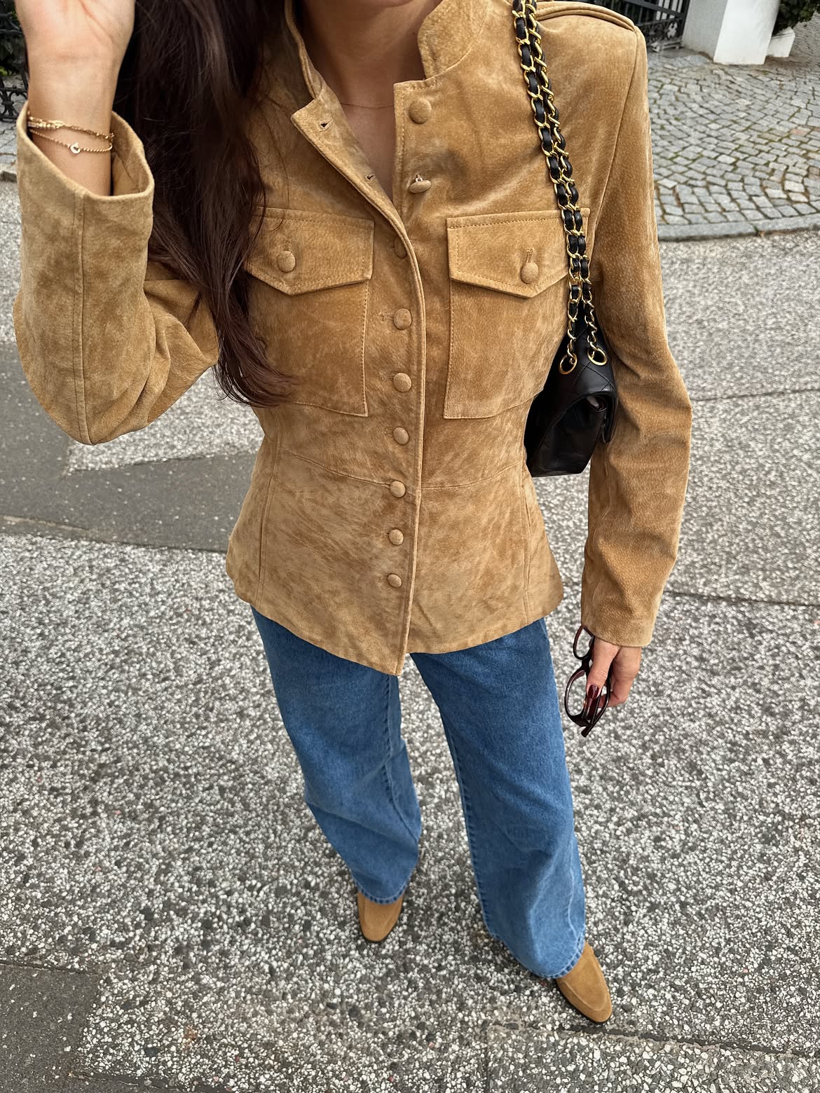 Suede-Effect Fitted Shirt Jacket