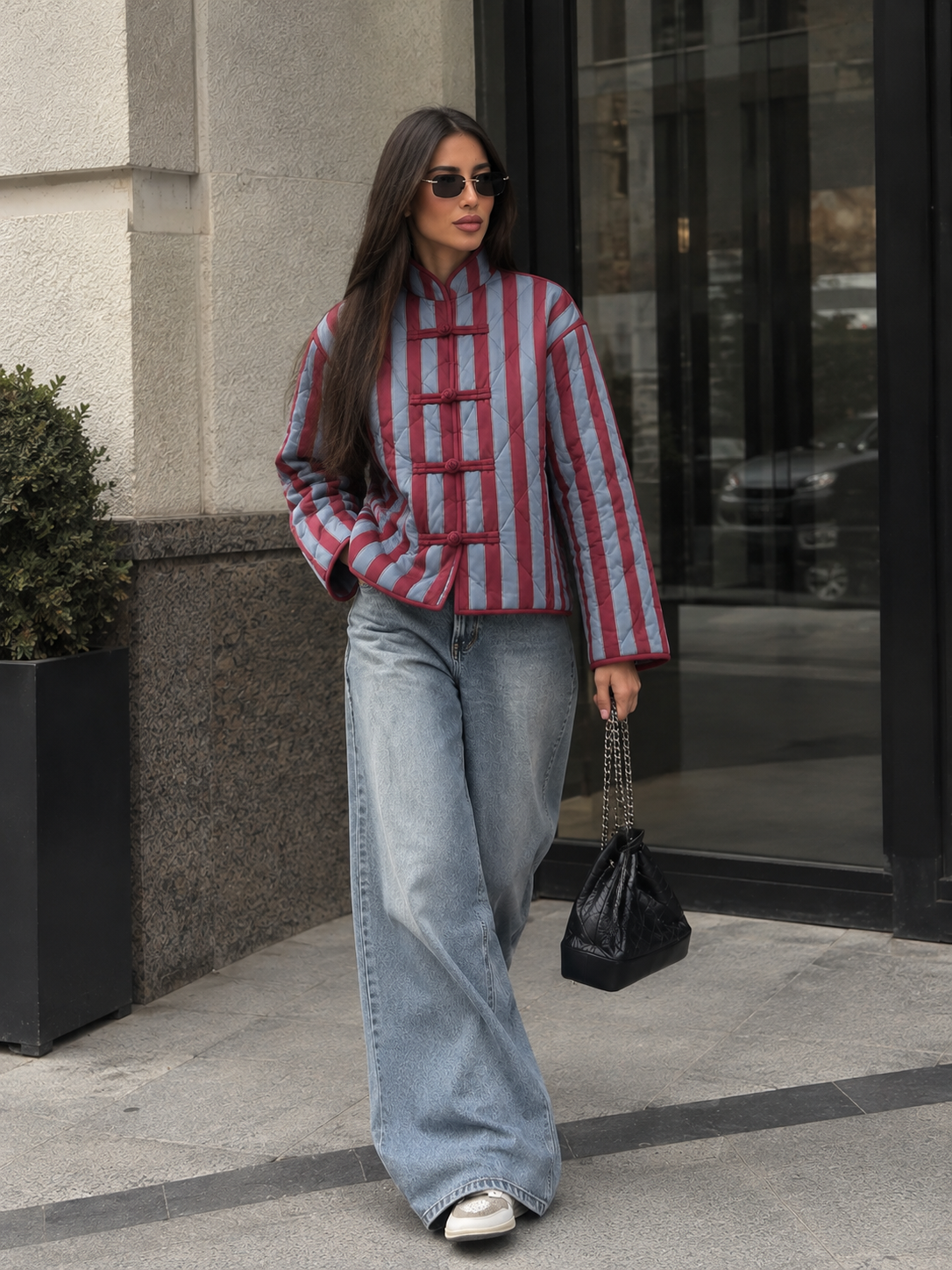 The Bordeaux Stripe Quilted Jacket