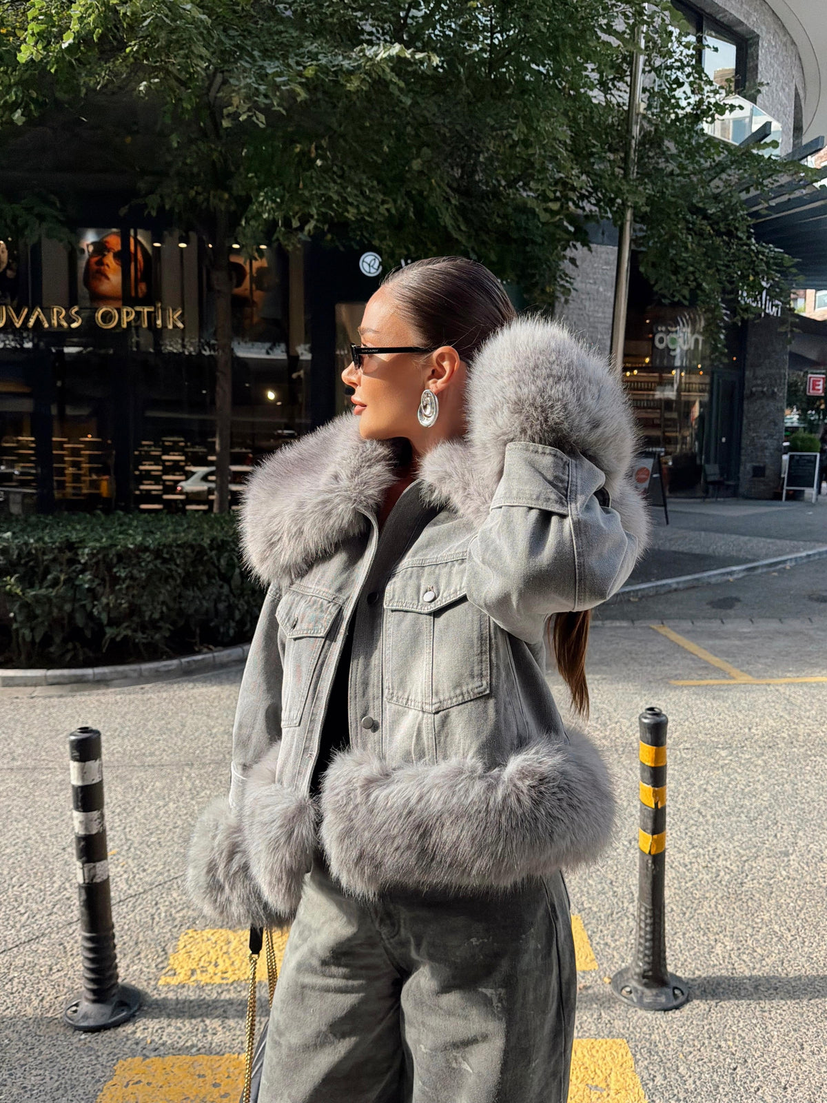 The Luxe Fur-Trim Denim Jacket