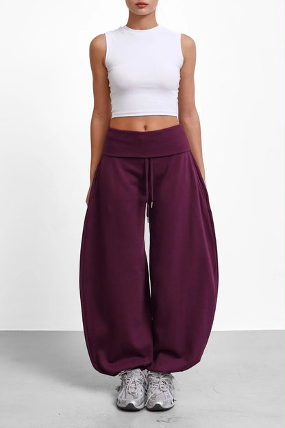 Oversized Barrel-Leg Fleece Joggers