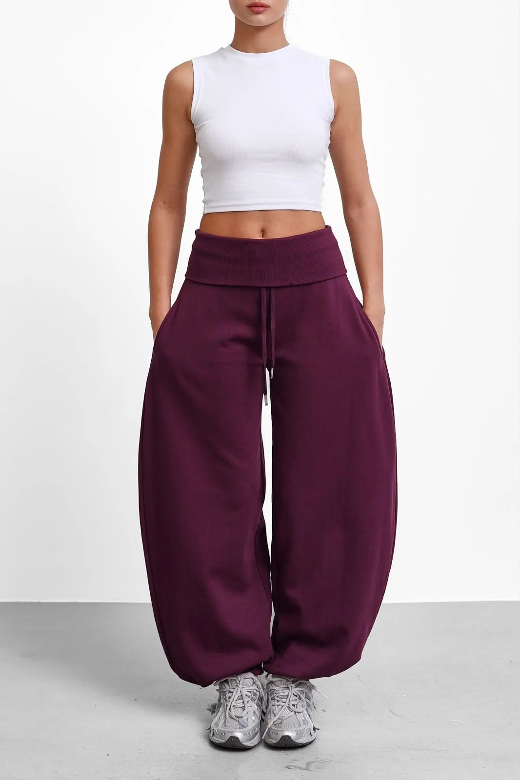 Oversized Barrel-Leg Fleece Joggers