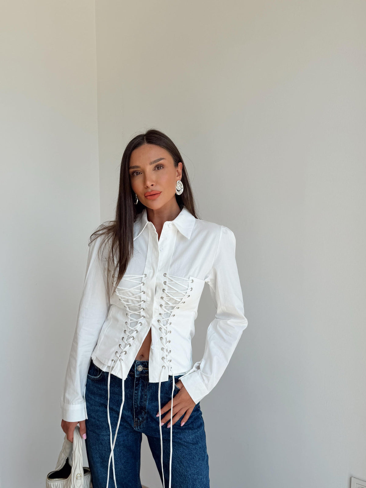 Corset Lace-Up Shirt