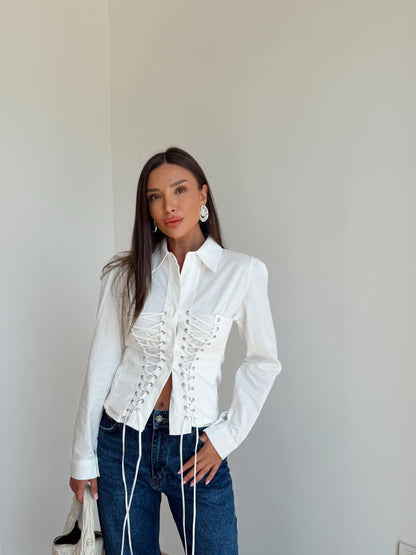 Corset Lace-Up Shirt