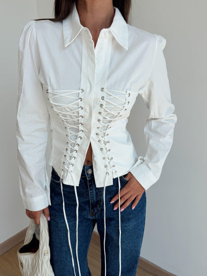 Corset Lace-Up Shirt